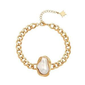 8067 Dainty 18K Gold Pearl Cuban Chain Link Bracelet Personalized